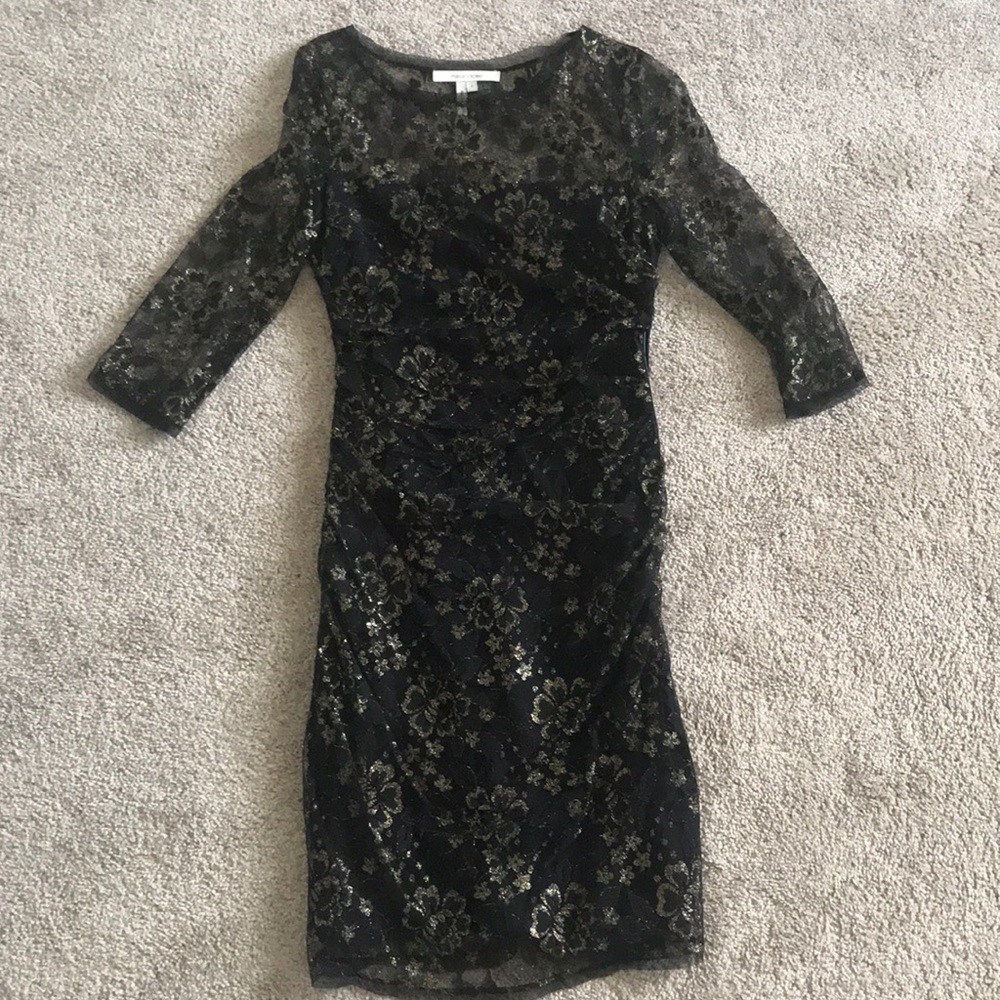 Gold and Black Lace Dress